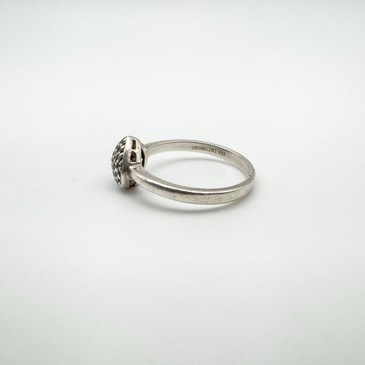 Puffy Diamond Heart Engagement Ring in Sterling Silver 925 Size N - O Stacking