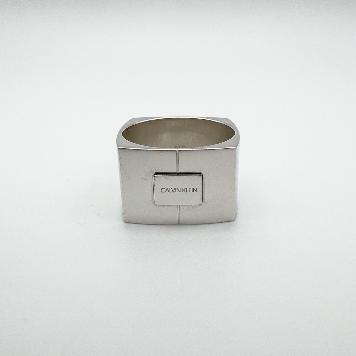 Chunky Silver Square Band by Calvin Klein Size R Heavy 13g Unisex