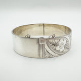 Vintage Floral Engraved Foliate Bangle in Sterling Silver 925 (Birm 1969) 37g