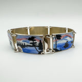 Vintage Norwegian Enamelled Bracelet in Sterling Silver 925
