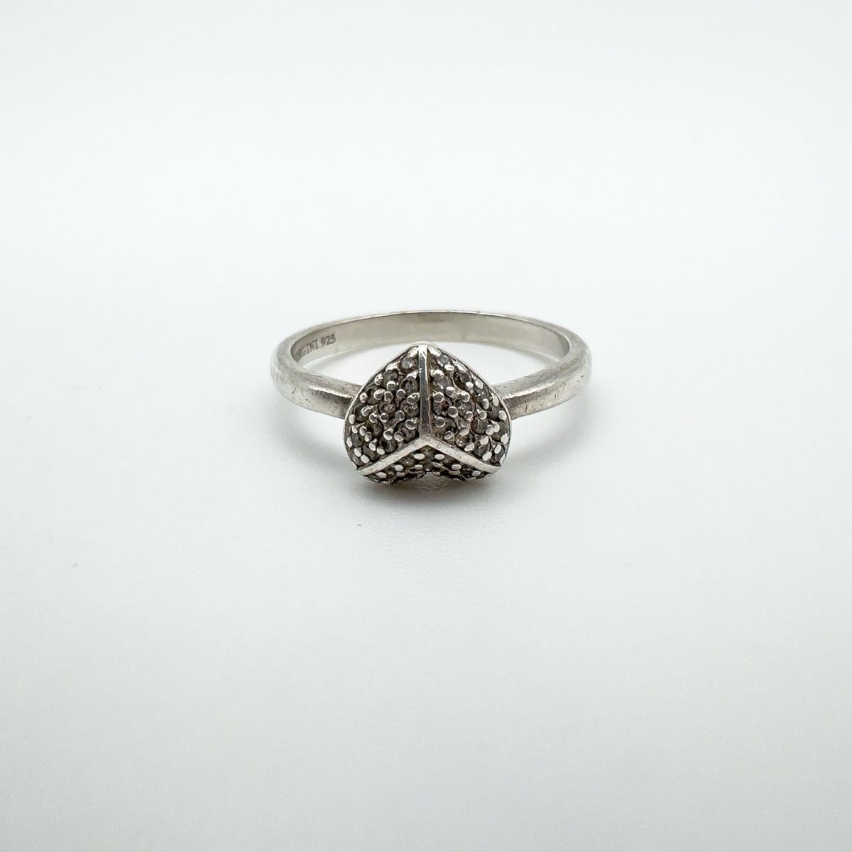 Puffy Diamond Heart Engagement Ring in Sterling Silver 925 Size N - O Stacking