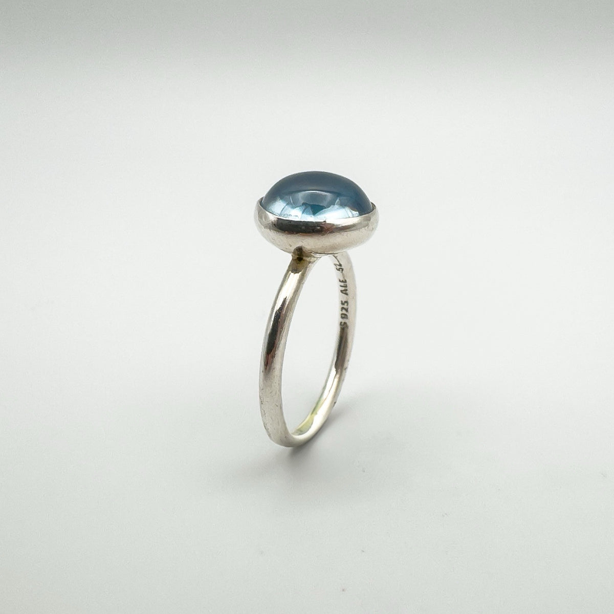 Pandora Aqua Blue Poetic Droplet Ring in Sterling Silver 925 Size 52 L - M