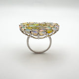Huge 7.20ct Welo Fire Opal Heart Cocktail Ring in Sterling Silver 925 Size K - L