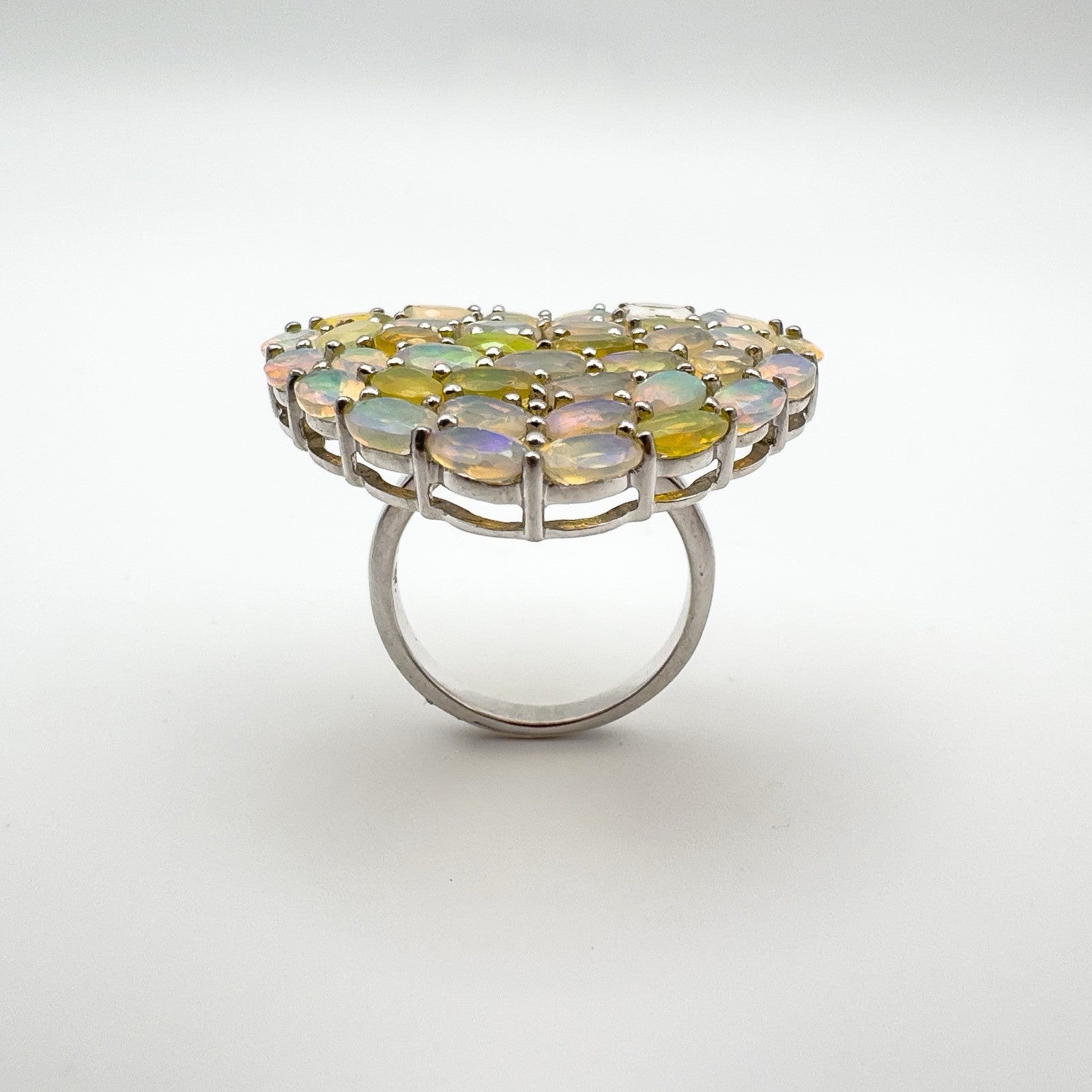 Huge 7.20ct Welo Fire Opal Heart Cocktail Ring in Sterling Silver 925 Size K - L