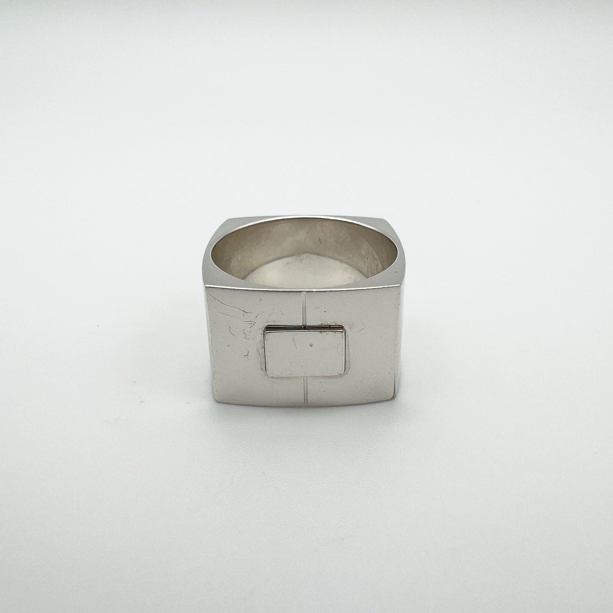 Chunky Silver Square Band by Calvin Klein Size R Heavy 13g Unisex