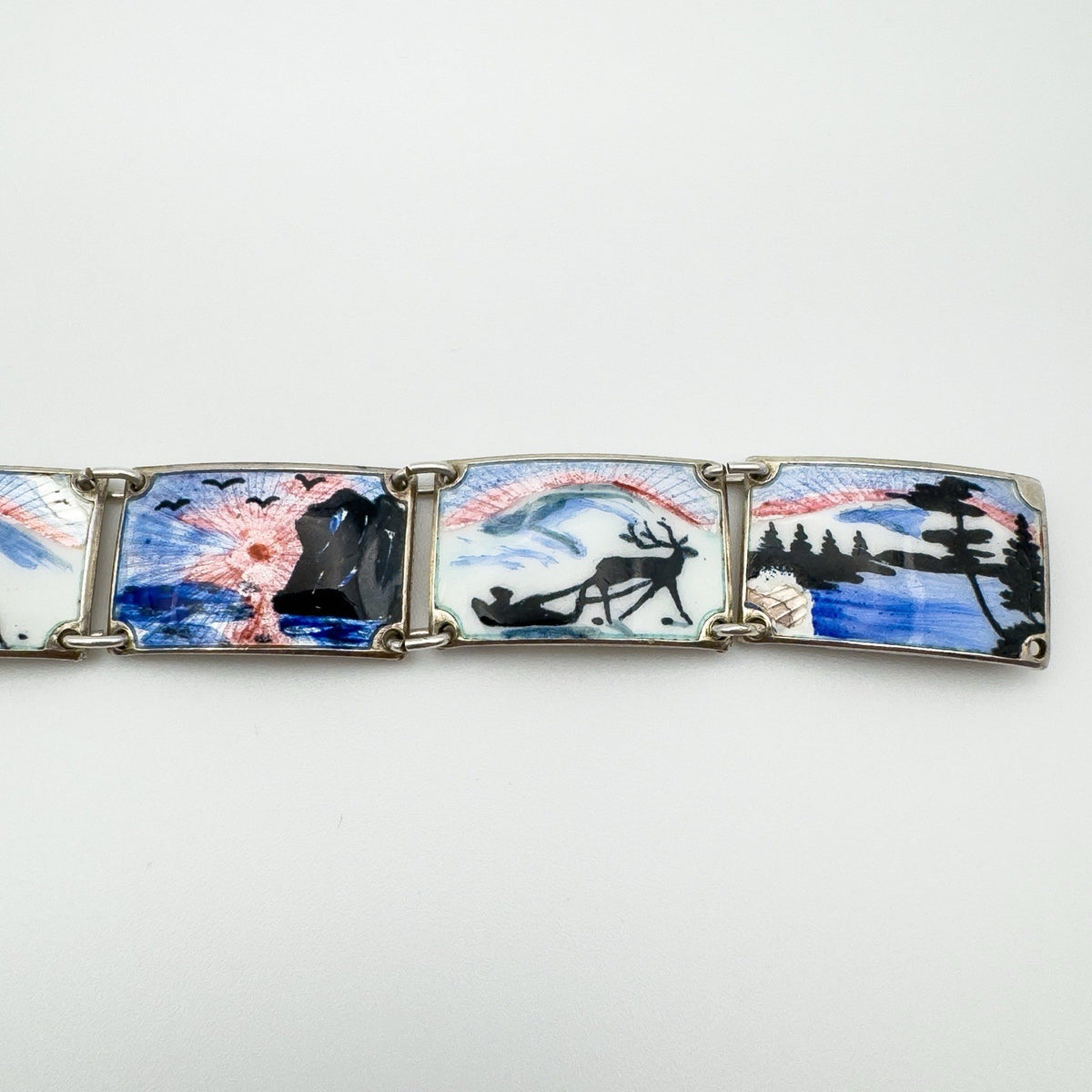 Vintage Norwegian Enamelled Bracelet in Sterling Silver 925