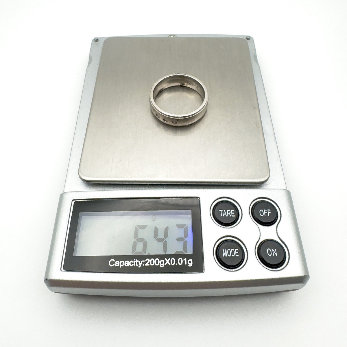 CZ Trilogy Matt Band / Ring Sterling Silver 925 Size P