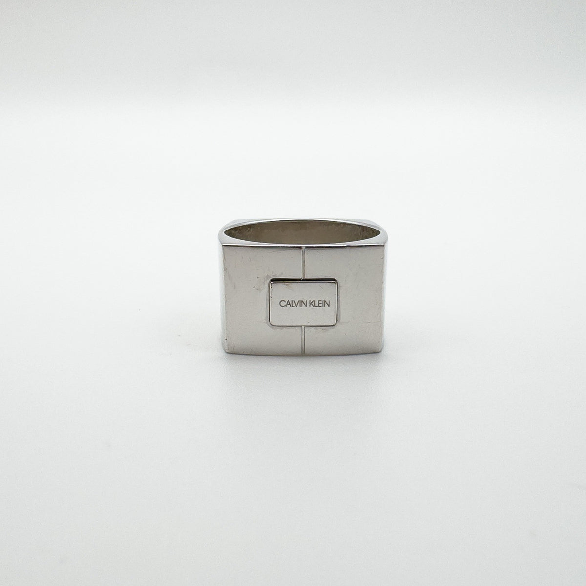 Chunky Silver Square Band by Calvin Klein Size R Heavy 13g Unisex