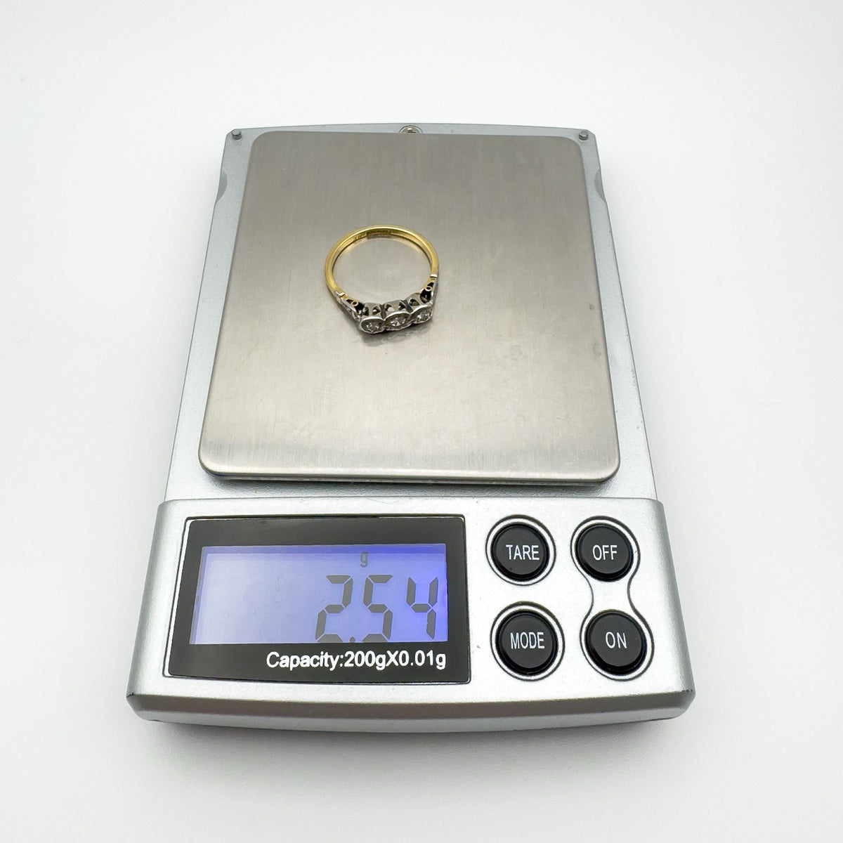 Vintage 18ct Gold & Platinum 0.20ct Diamond Trilogy Engagement Ring Size N - O
