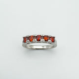 0.50ct Garnet 5 Stone Band / Ring in Sterling Silver 925 Size L