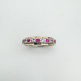 Vintage Pink & White Spinel Full Eternity Ring in 9ct Gold & Silver Size K - L