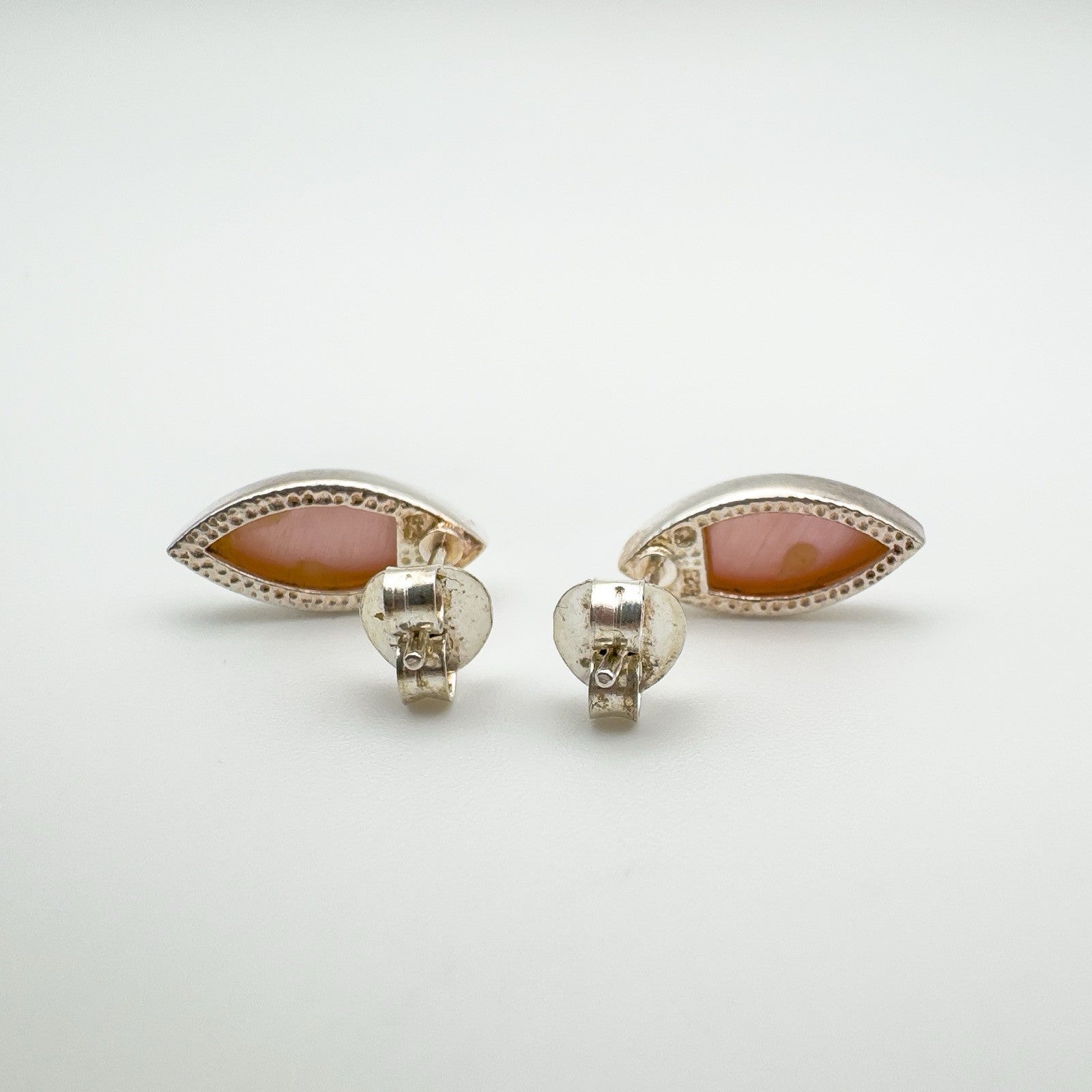 Marquis Pink Mother of Pearl Stud / Drop Earrings in Sterling Silver 925