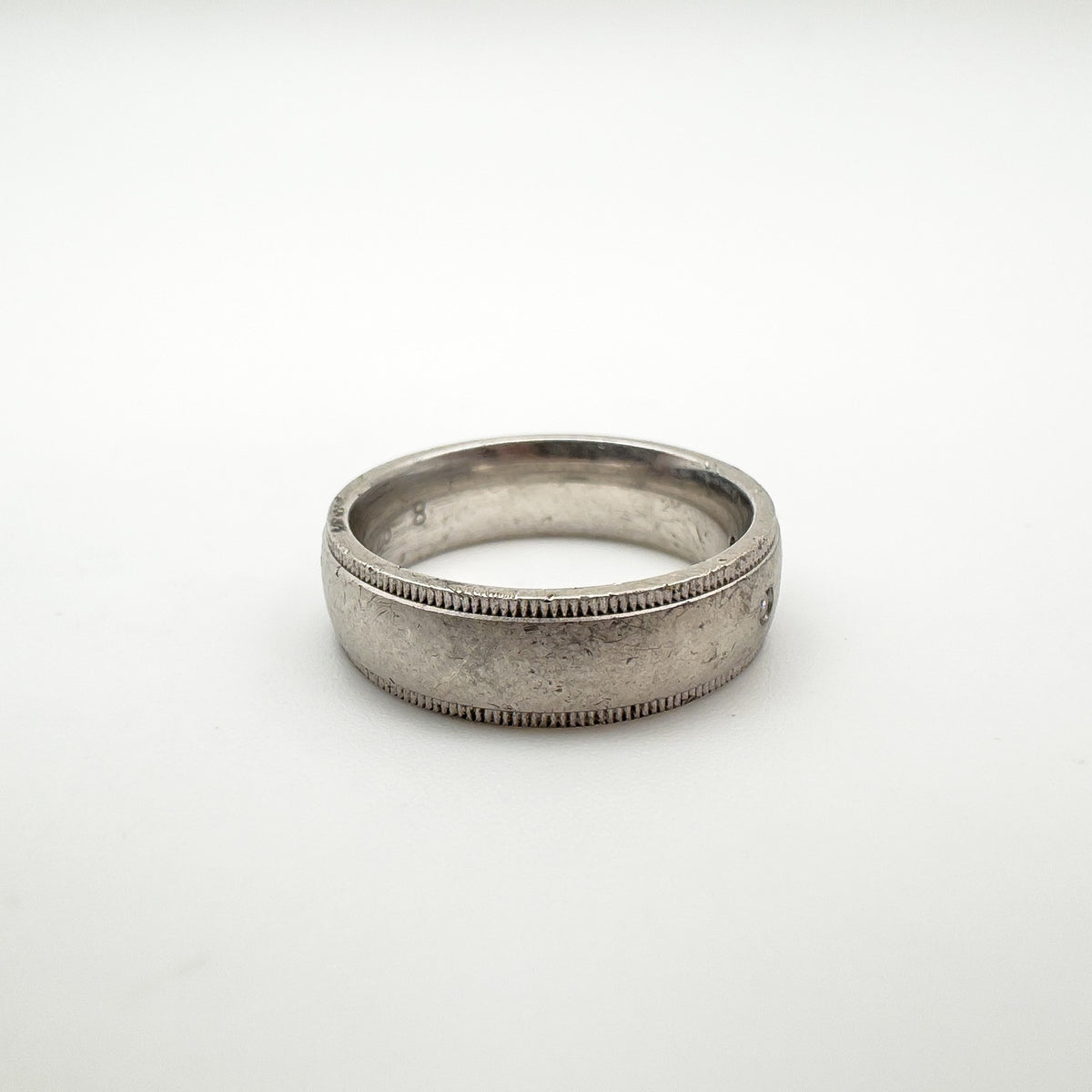 CZ Trilogy Matt Band / Ring Sterling Silver 925 Size P