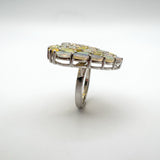 Huge 7.20ct Welo Fire Opal Heart Cocktail Ring in Sterling Silver 925 Size K - L