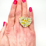 Huge 7.20ct Welo Fire Opal Heart Cocktail Ring in Sterling Silver 925 Size K - L
