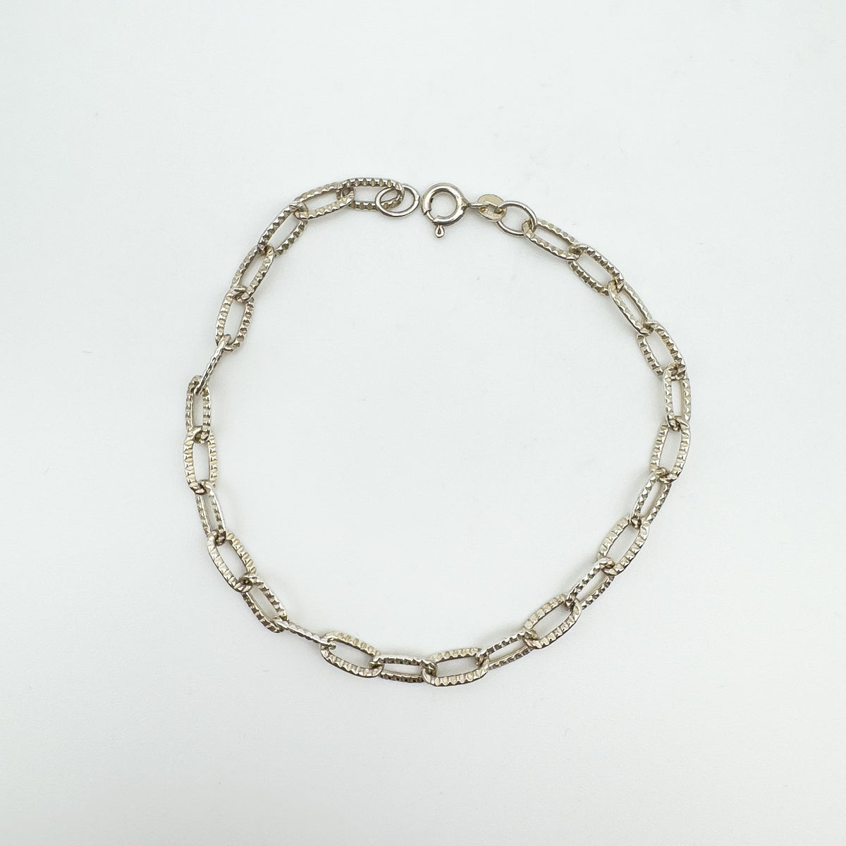 Vintage Oval Links Stacking / Charm Bracelet in Sterling Silver 925