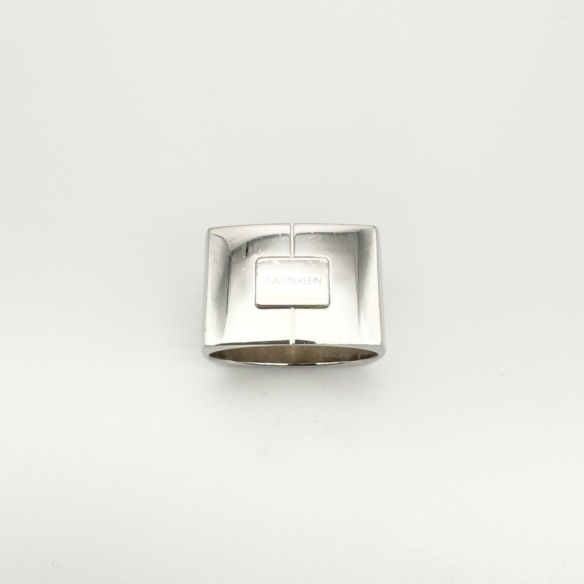 Chunky Silver Square Band by Calvin Klein Size R Heavy 13g Unisex