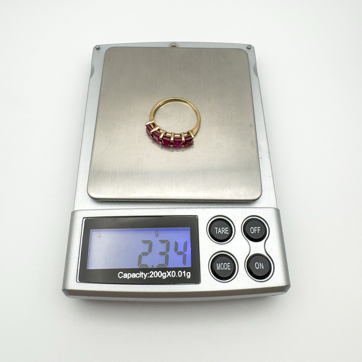Chunky 9ct Gold 2.35ct Ruby 5 Stone Ring Size O - P Wedding Eternity Stacking