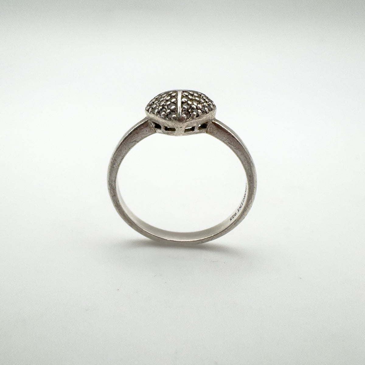 Puffy Diamond Heart Engagement Ring in Sterling Silver 925 Size N - O Stacking