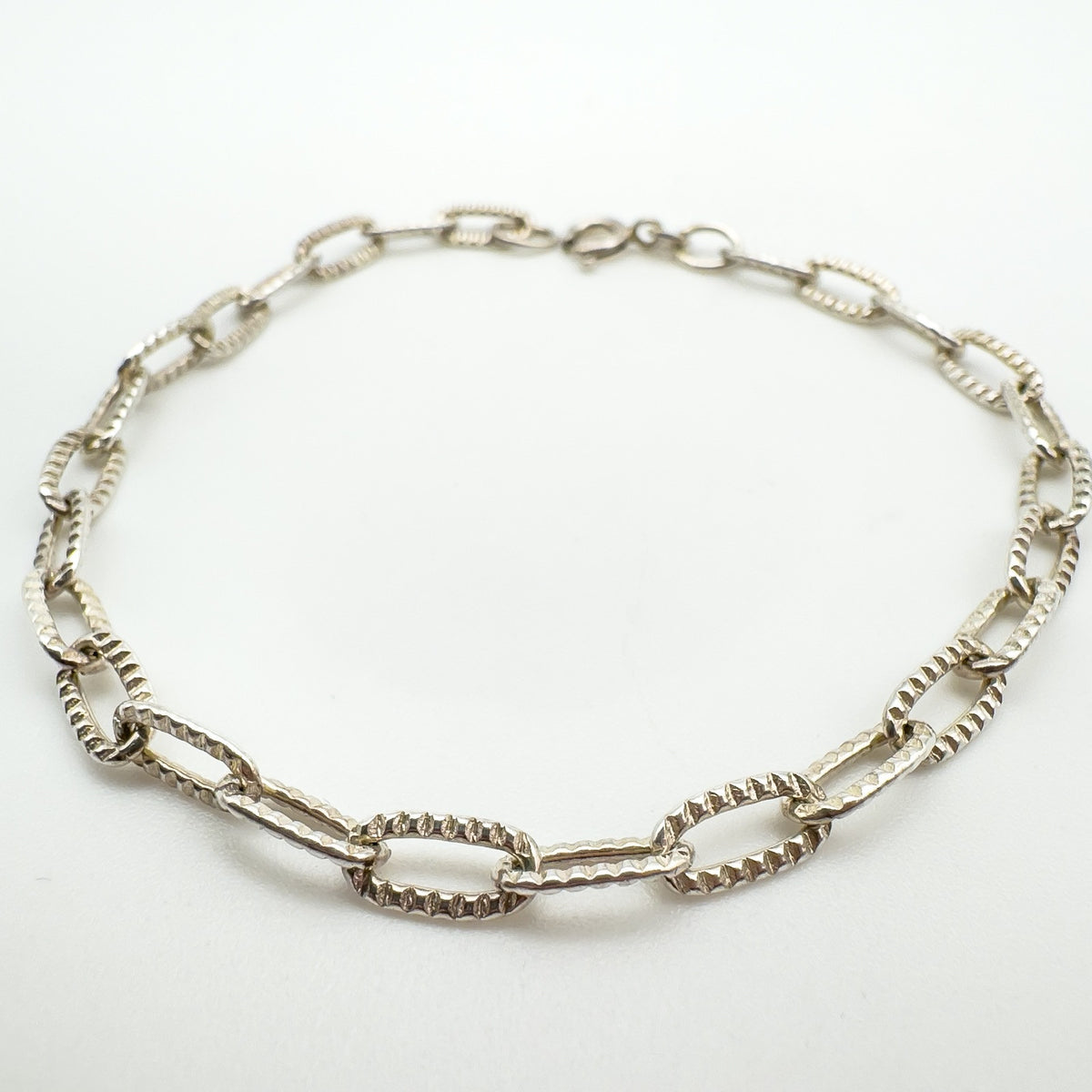 Vintage Oval Links Stacking / Charm Bracelet in Sterling Silver 925