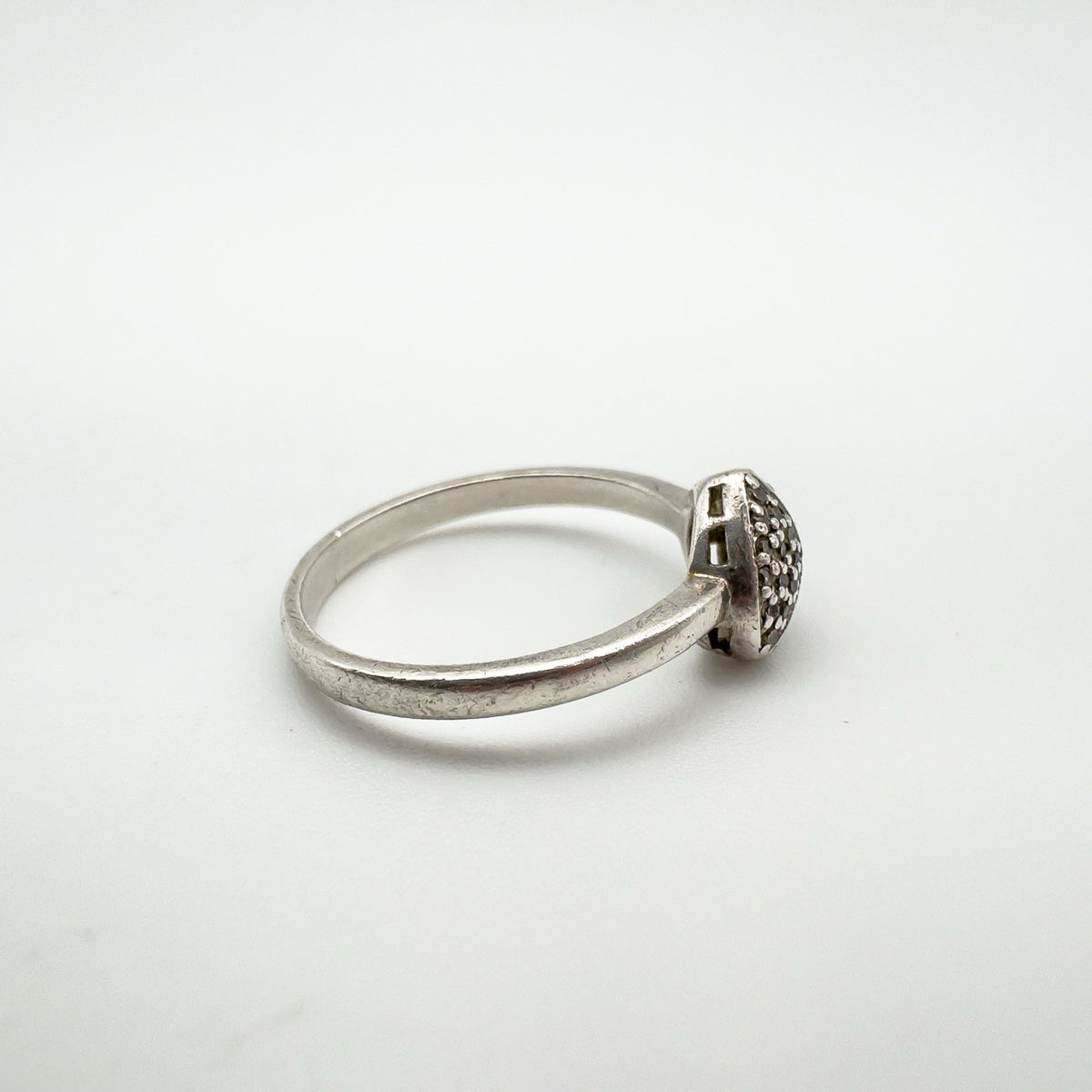 Puffy Diamond Heart Engagement Ring in Sterling Silver 925 Size N - O Stacking