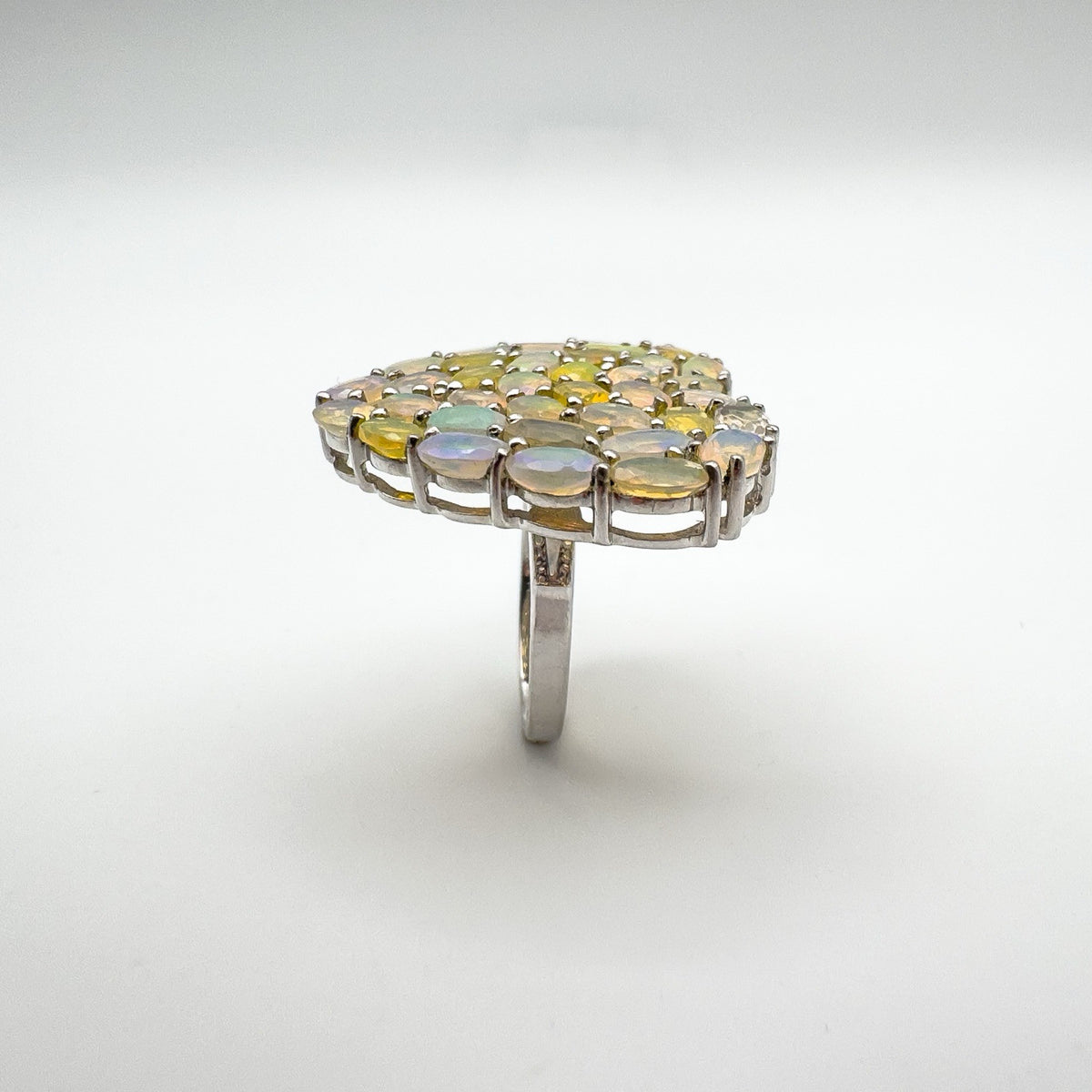 Huge 7.20ct Welo Fire Opal Heart Cocktail Ring in Sterling Silver 925 Size K - L