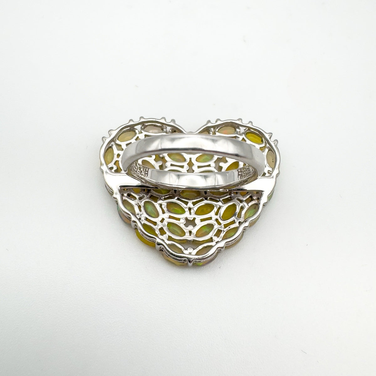 Huge 7.20ct Welo Fire Opal Heart Cocktail Ring in Sterling Silver 925 Size K - L