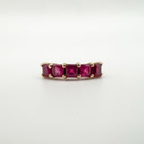 Chunky 9ct Gold 2.35ct Ruby 5 Stone Ring Size O - P Wedding Eternity Stacking