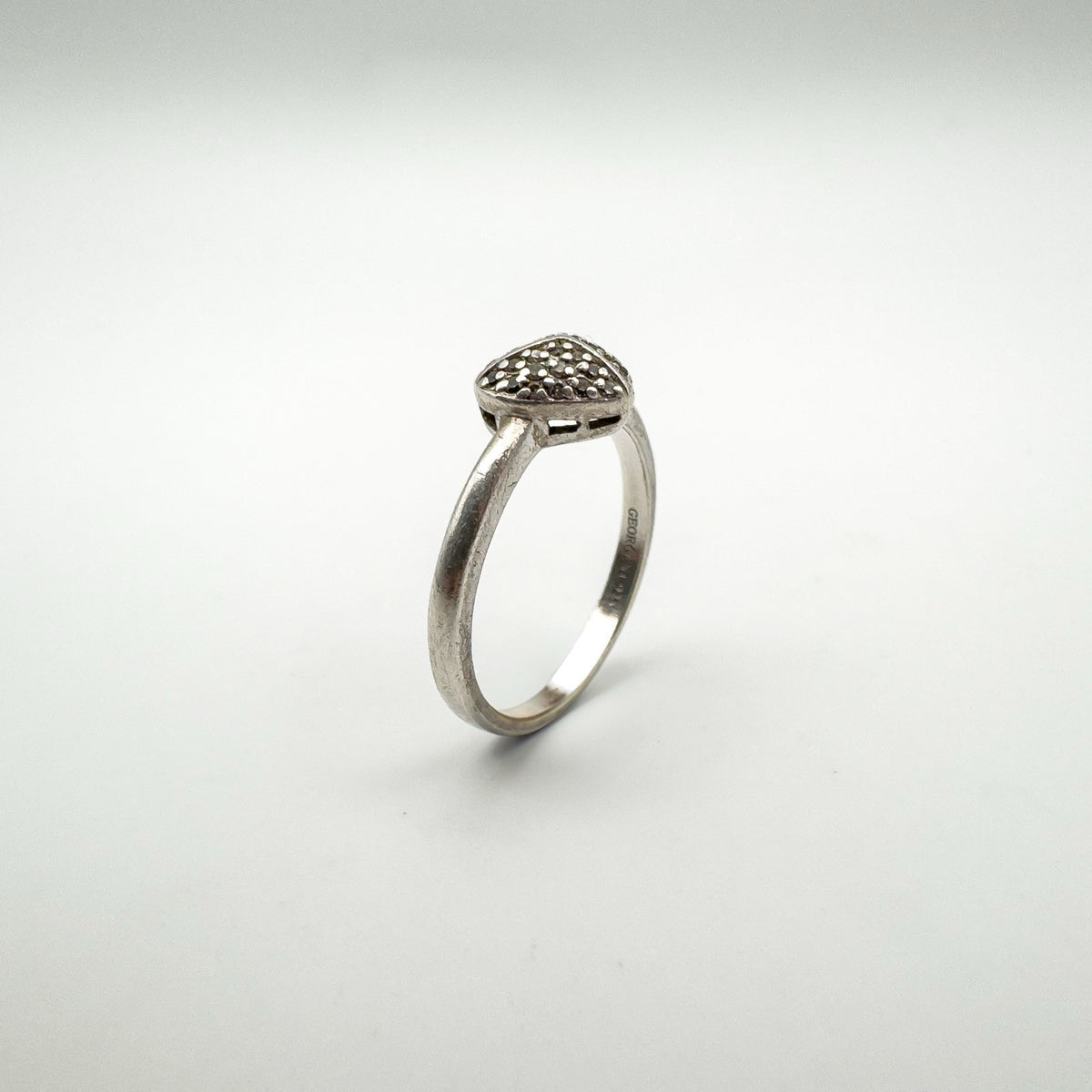 Puffy Diamond Heart Engagement Ring in Sterling Silver 925 Size N - O Stacking