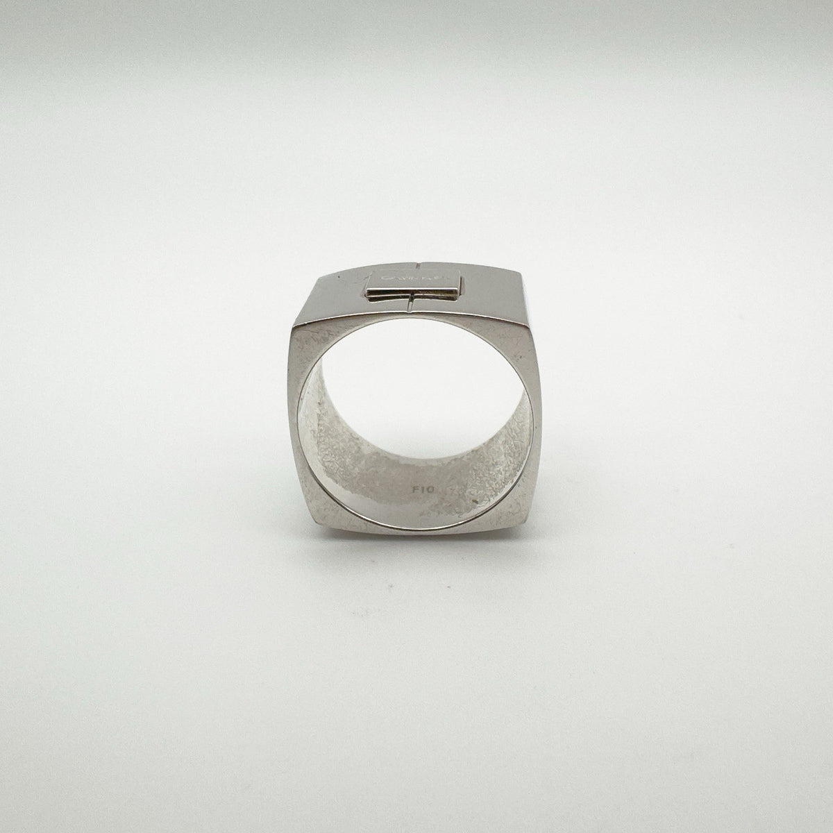 Chunky Silver Square Band by Calvin Klein Size R Heavy 13g Unisex
