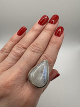 Huge 17ct Moonstone Solitaire Ring in Sterling Silver 925 Size N - O Heavy 10g