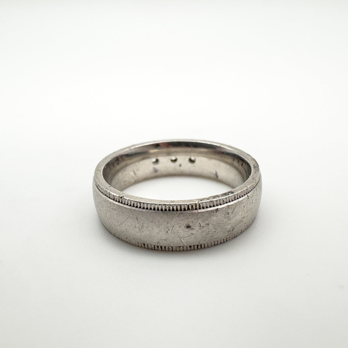 CZ Trilogy Matt Band / Ring Sterling Silver 925 Size P