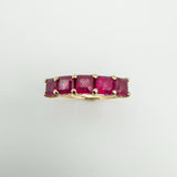 Chunky 9ct Gold 2.35ct Ruby 5 Stone Ring Size O - P Wedding Eternity Stacking