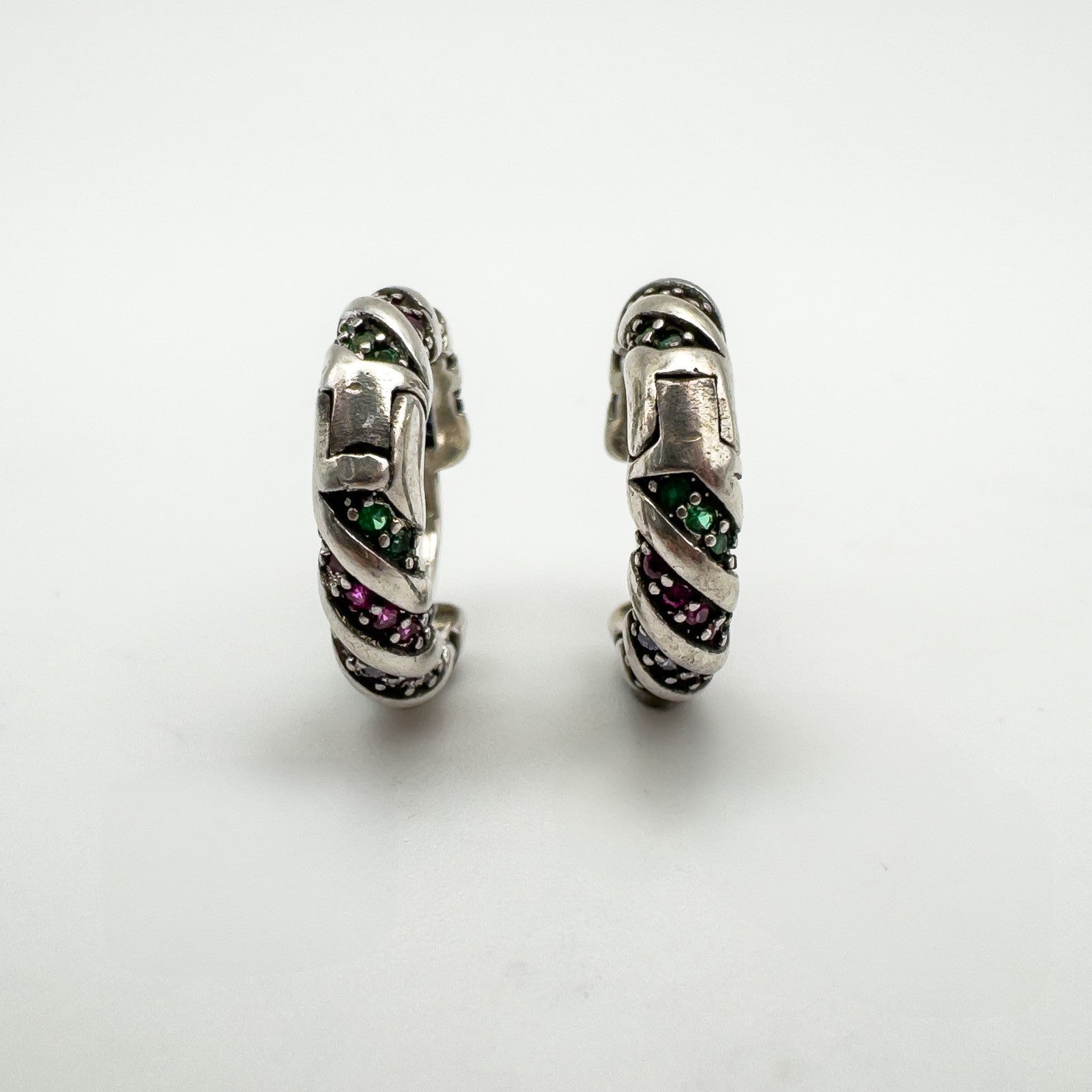 NEW Multicoloured CZ Mini Huggie Hoop Earrings in Sterling Silver 925