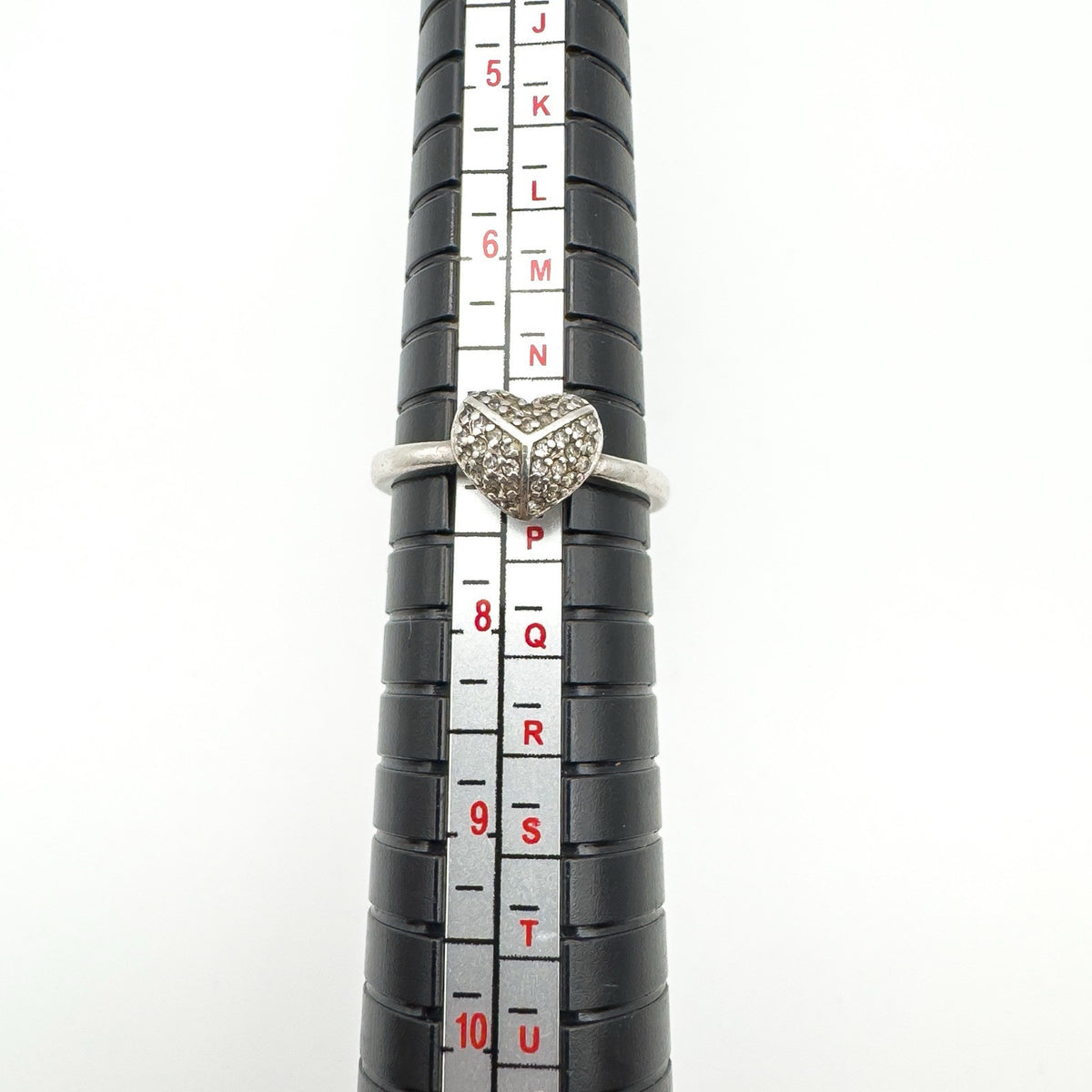 Puffy Diamond Heart Engagement Ring in Sterling Silver 925 Size N - O Stacking