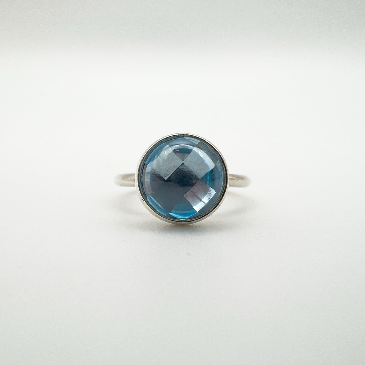 Pandora Aqua Blue Poetic Droplet Ring in Sterling Silver 925 Size 52 L - M