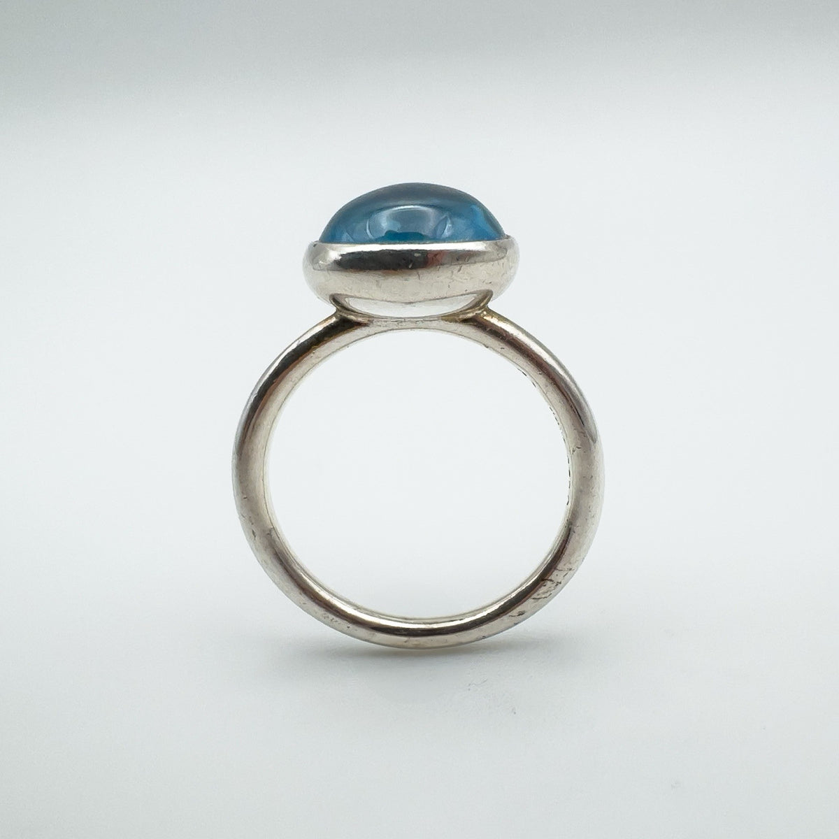 Pandora Aqua Blue Poetic Droplet Ring in Sterling Silver 925 Size 52 L - M