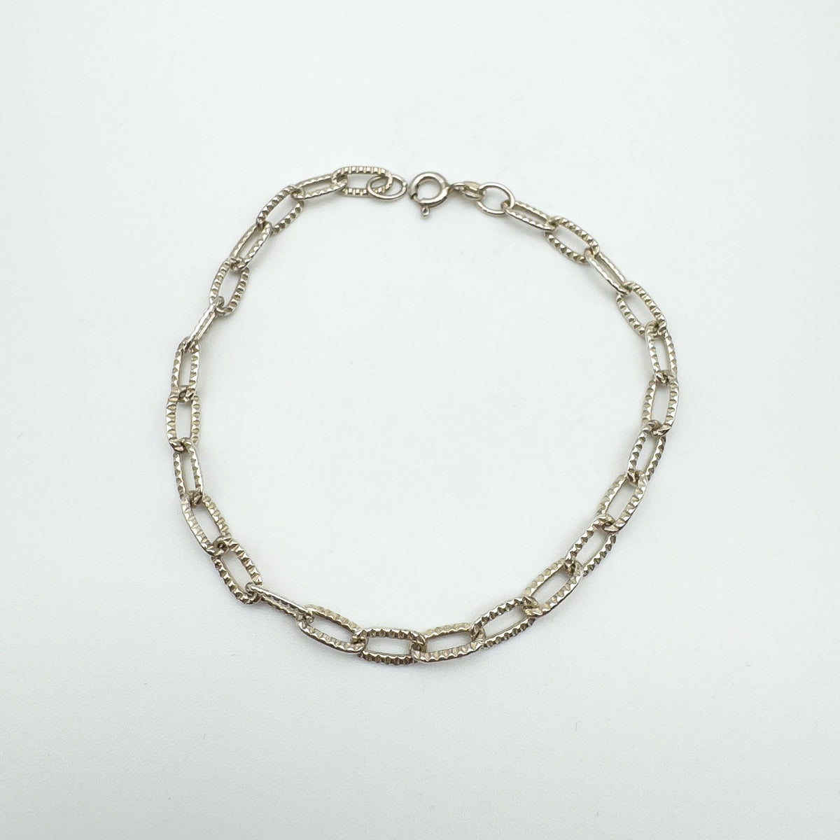 Vintage Oval Links Stacking / Charm Bracelet in Sterling Silver 925