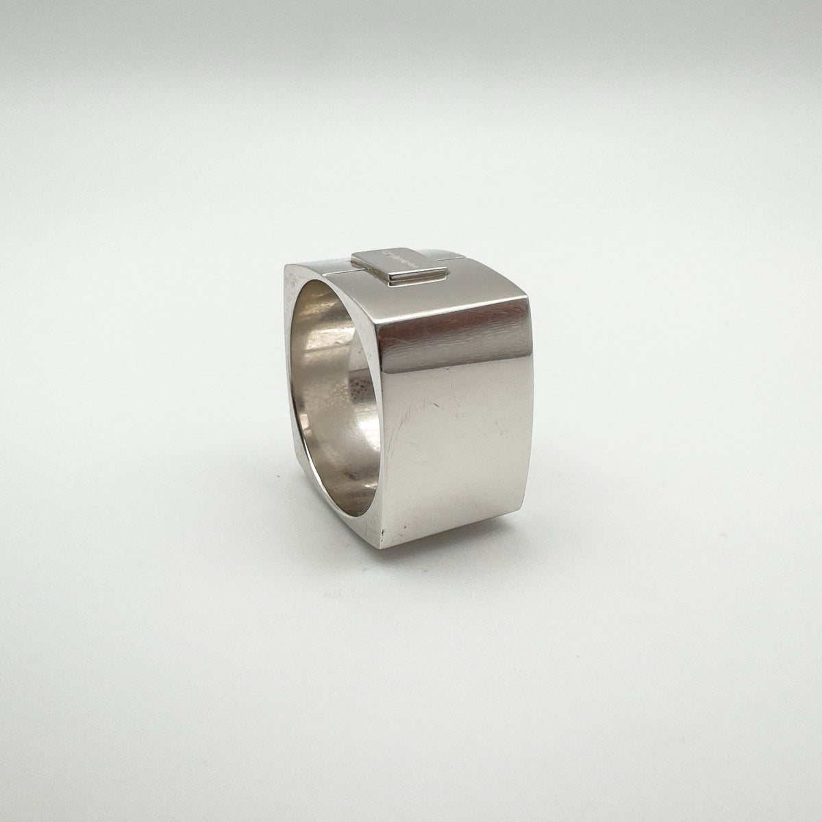 Chunky Silver Square Band by Calvin Klein Size R Heavy 13g Unisex