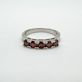 0.50ct Garnet 5 Stone Band / Ring in Sterling Silver 925 Size L