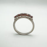 0.50ct Garnet 5 Stone Band / Ring in Sterling Silver 925 Size L