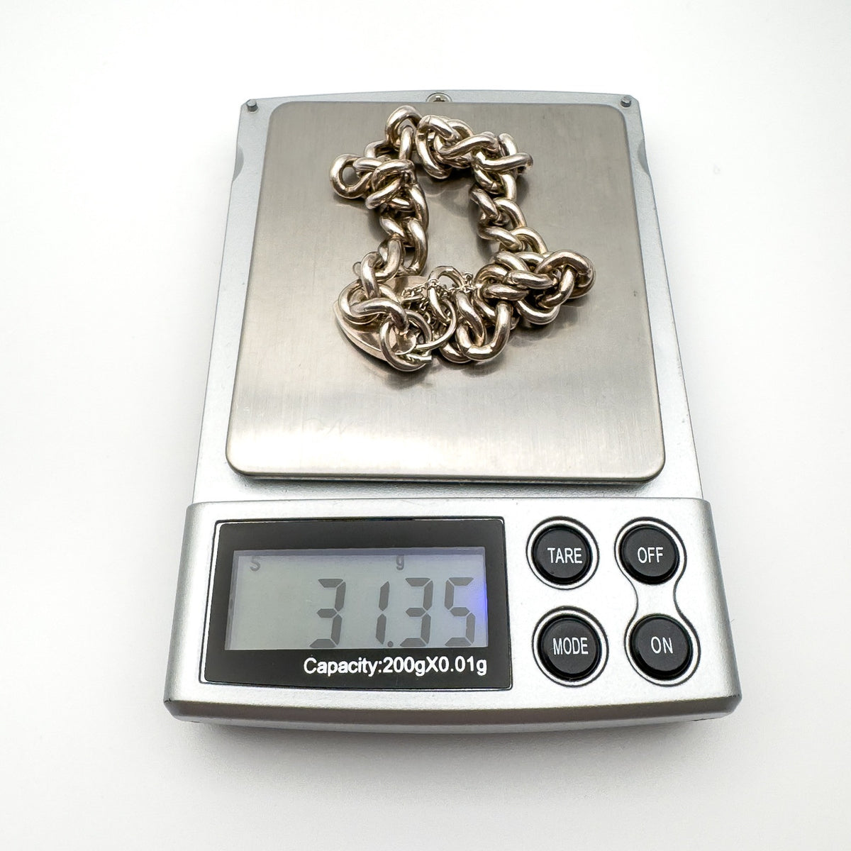 Vintage Curb Links Bracelet with Heart Padlock in Sterling Silver (London 1978)