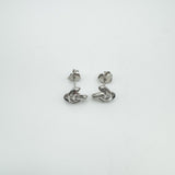 Natural Diamond Lovers Knot Stud Earrings in Sterling Silver 925 NEW
