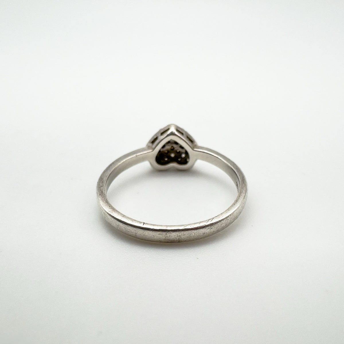 Puffy Diamond Heart Engagement Ring in Sterling Silver 925 Size N - O Stacking