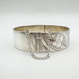 Vintage Floral Engraved Foliate Bangle in Sterling Silver 925 (Birm 1969) 37g