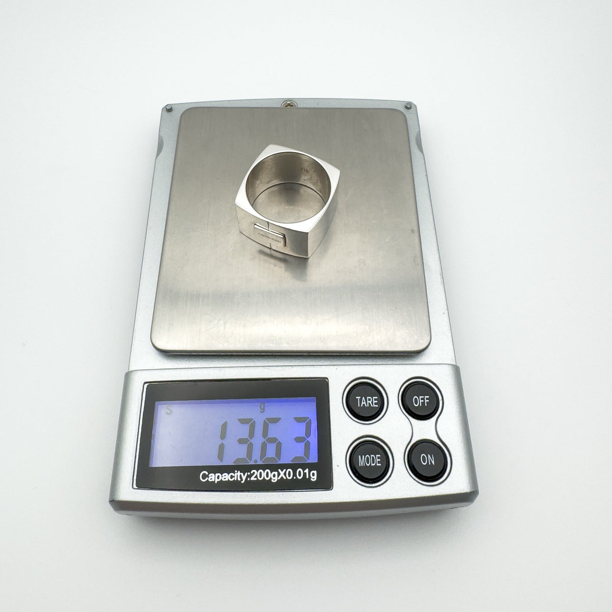 Chunky Silver Square Band by Calvin Klein Size R Heavy 13g Unisex