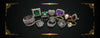 Assorted vintage gold and silver gemstone rings with emerald, sapphire, amethyst and pearl