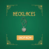 Silver heart pendant necklace with pavé stones shown on green Art Deco background