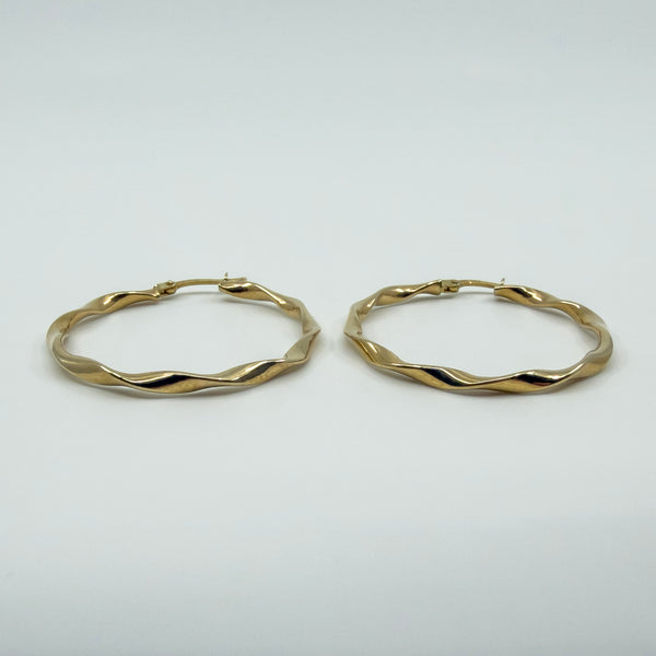 Large Twisted 9ct Gold Hoop Earrings 375