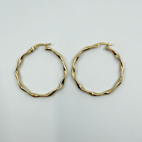Large Twisted 9ct Gold Hoop Earrings 375